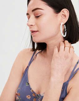 AE White Seed Bead Hoop Earring | American Eagle Outfitters (US & CA)