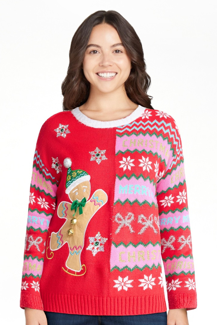 Holiday Time Women's Embellished Pullover Christmas Sweater, Midweight, Sizes XS-XXXL | Walmart (US)
