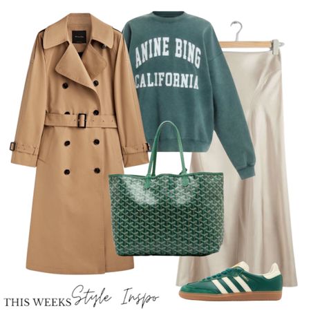 Bank Holiday Monday Outfit 

Satin midi skirt,
Adidas green 
Anine Bing sweatshirt 
Green Goyard tote 

#LTKstyletip