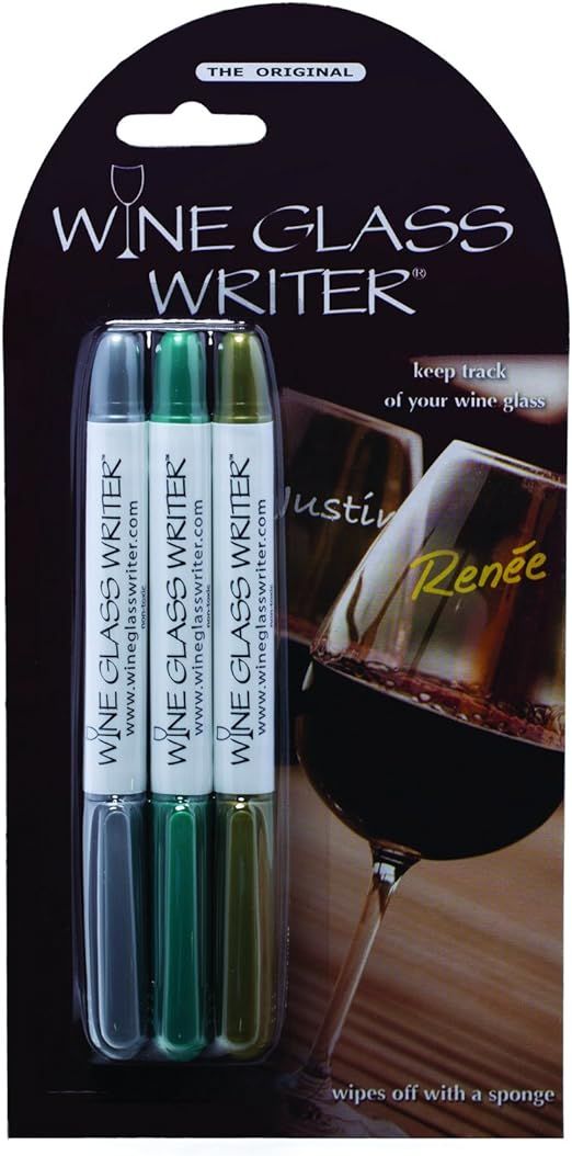 Wine Glass Writer Markers Original Metallic | Washable Glass Wine Charms Alternative - Pack of 3 ... | Amazon (US)