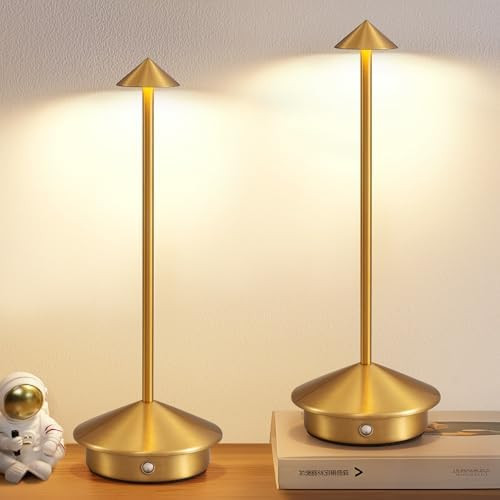 Modern Cordless Table Lamp Set of 2, Portable LED Desk Lamps, 5000mAh Rechargeable Battery Operat... | Amazon (US)