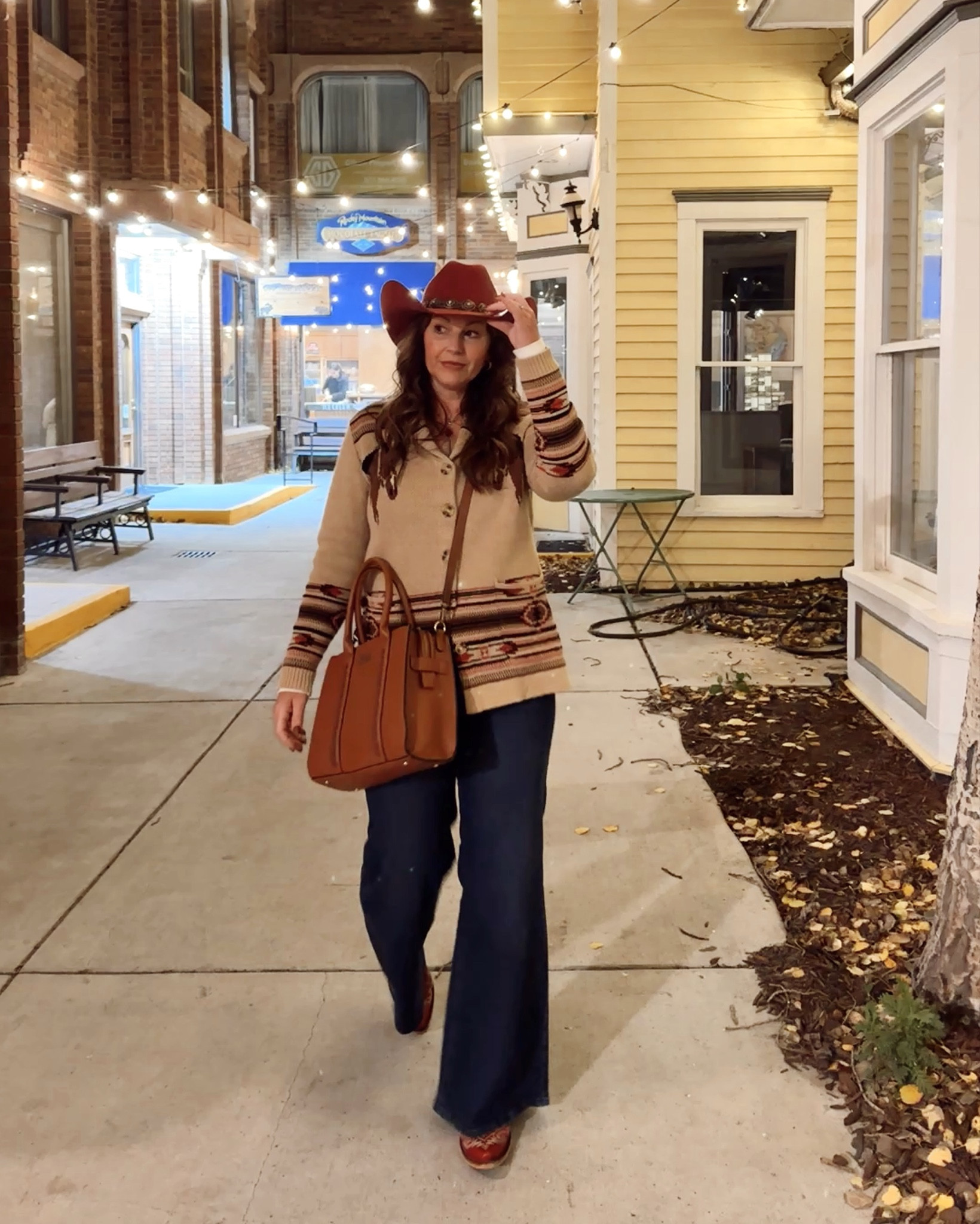 Night out in Breckenridge, CO
•Sweater size medium- purchased at Boot Barn (not linkable, but found exact sweater on Amazon- linked below)
•Jeans are SUPER COMFY! Love the flare leg, size 12
•Lane boots, TTS

#rachealbrush boot barn, lane boots, Walmart jeans, Sophia jeans, horse sweater, cowboy boots, cowboy hat, bullhide western hat, western style, wrangler, flare jeans, denim style 

#LTKOver40 #LTKSeasonal #LTKStyleTip