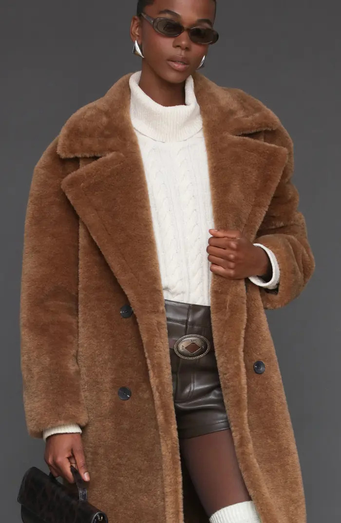 Double Breasted Oversized Faux Fur Maxi Coat | Nordstrom