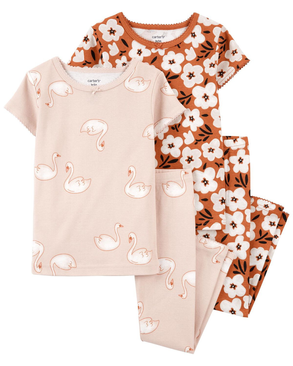 Multi Toddler 4-Piece Floral Swan 100% Snug Fit Cotton Pajamas | carters.com | Carter's