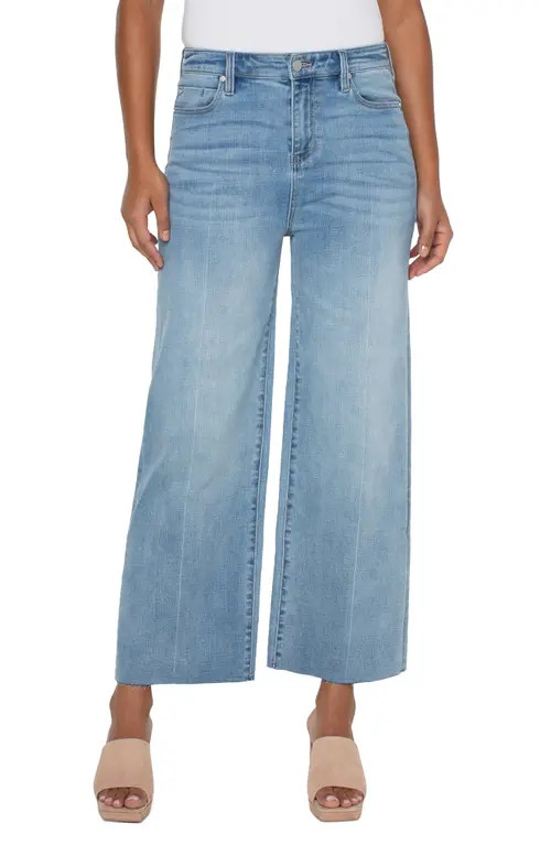 Liverpool Los Angeles Stride Raw Hem High Waist Crop Wide Leg Jeans in Mitchell at Nordstrom, Size 4 | Nordstrom