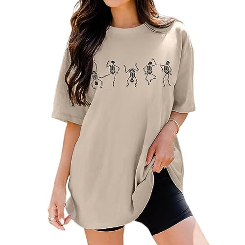 Women’s Dancing Skeleton Shirt Halloween Skull Graphic T Shirt Vintage Retro Tees Short Sleeve ... | Amazon (US)