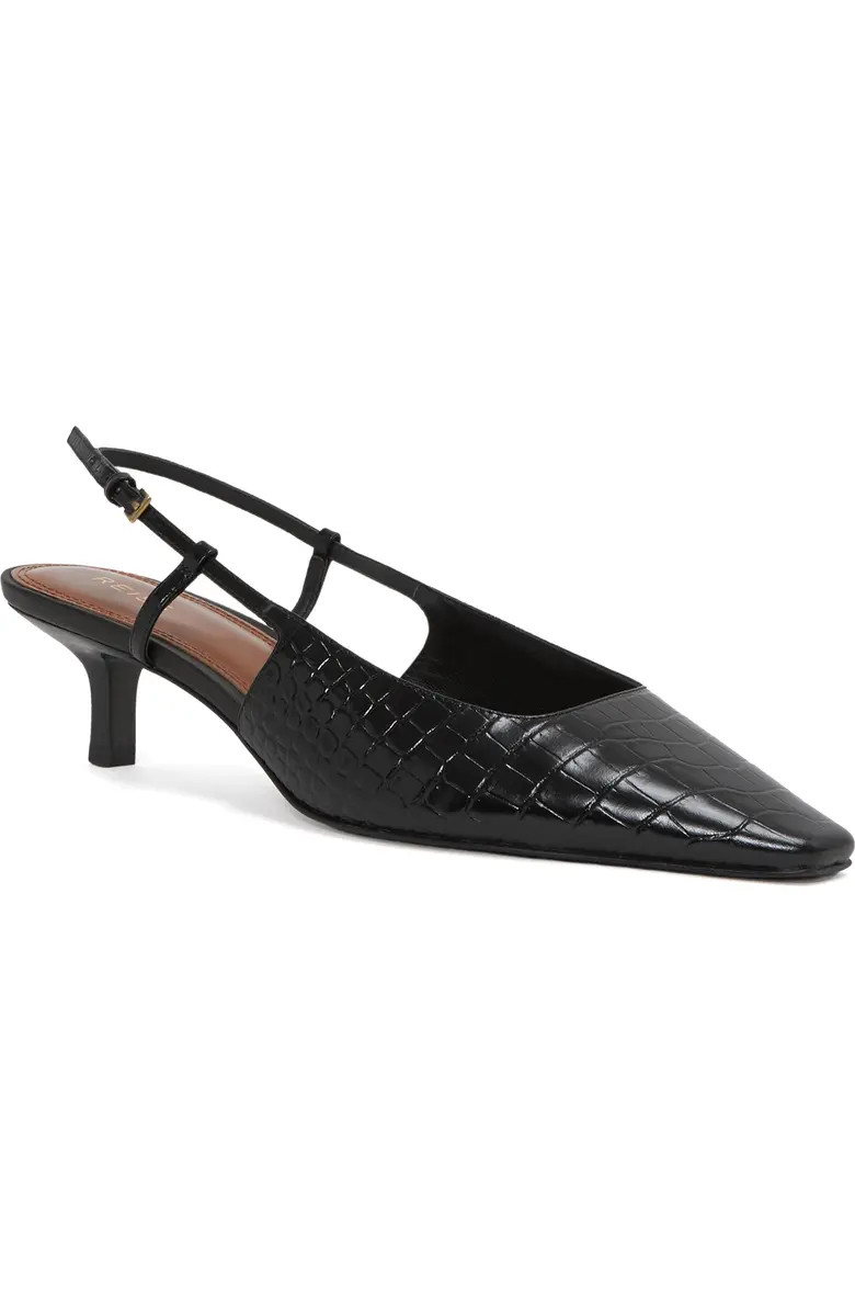 Jade Croc Embossed Kitten Heel Slingback Pump (Women) | Nordstrom