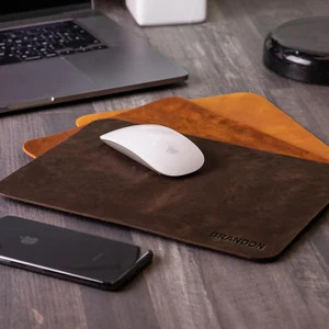 Brown Vegan Leather Mousepad | Christmas Gift For Dad | Personalized Gifts for Him | Office Mouse... | Etsy (US)