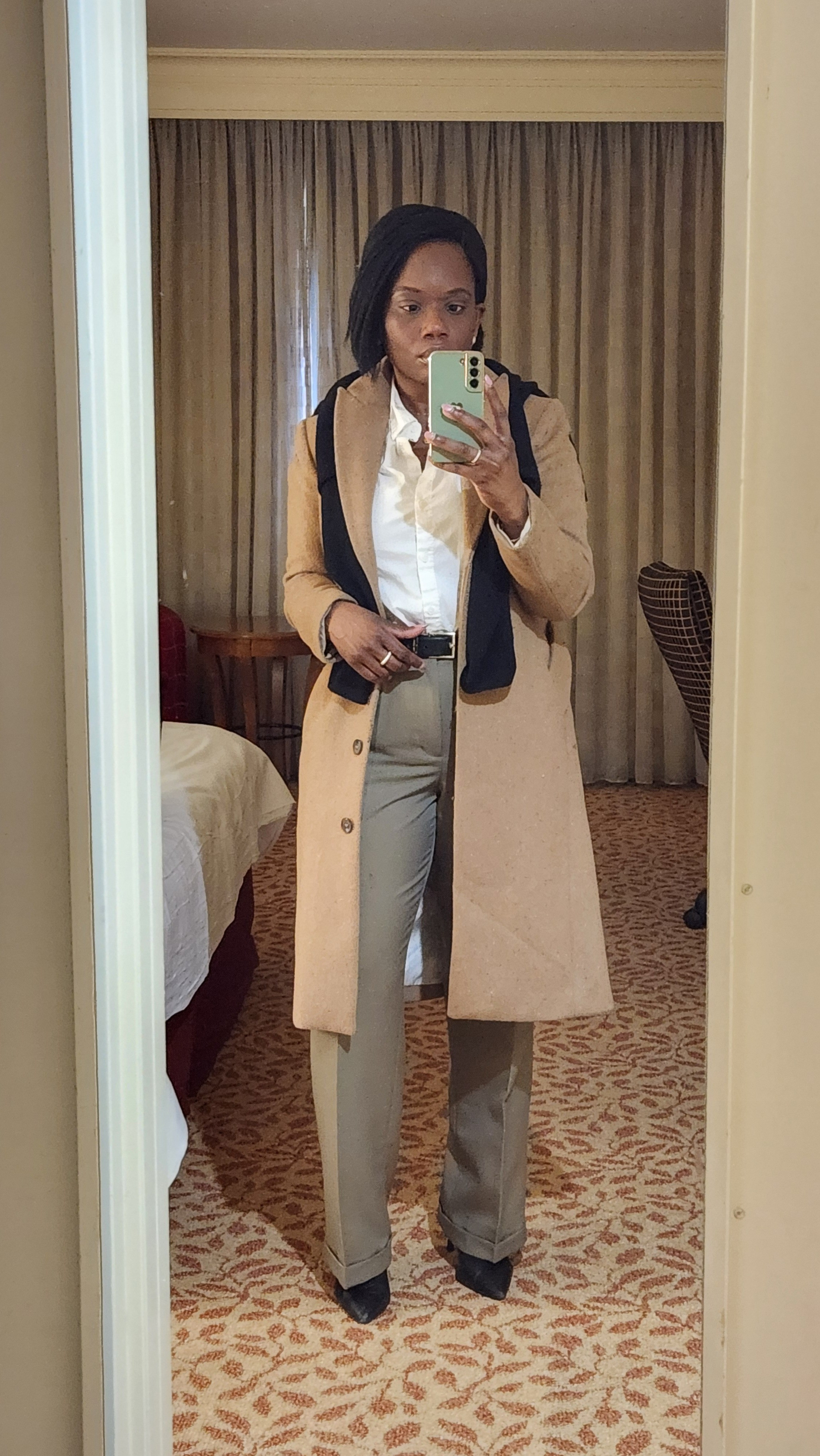Conference day 3 outfit.  It's snowing in Baltimore so we layer. Style Tip: drap your cardigan over your overcoat for a stylish chic wintertime look

#LTKootd #LTKWorkwear #LTKdayinmylife