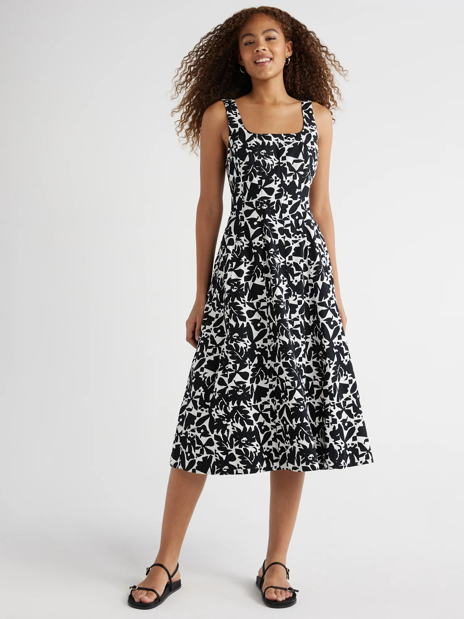 Free Assembly Women’s Cotton Square Neck Sleeveless Dress, Sizes XS-XXL | Walmart (US)