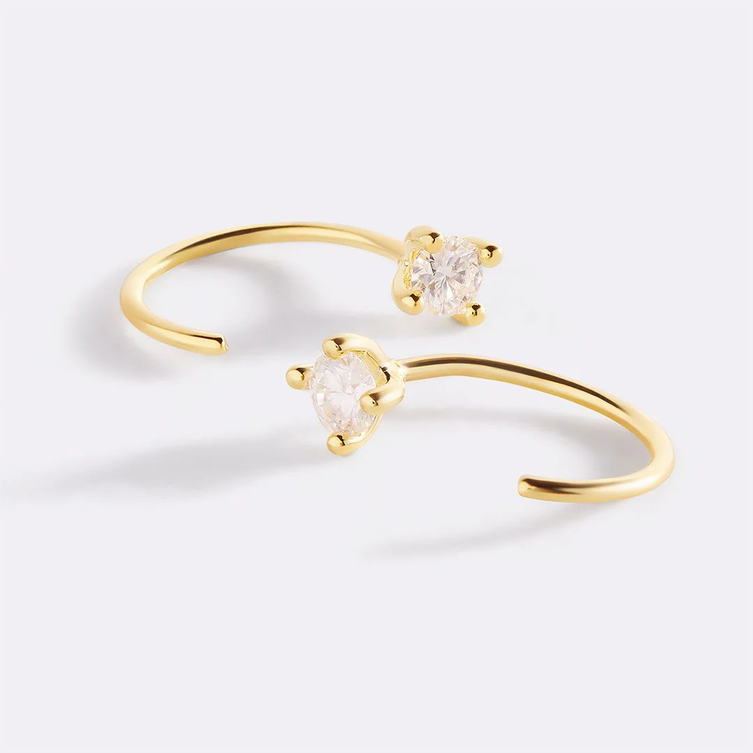Dainty Diamond Threader Hoop Earrings | Mint & Lily