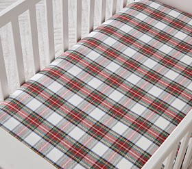 Stewart Plaid Flannel Organic Crib Fitted Sheet | Pottery Barn Kids