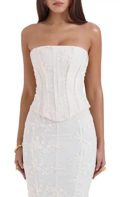 HOUSE OF CB Dakota Strapless Corset Top in Ivory at Nordstrom, Size X-Small | Nordstrom