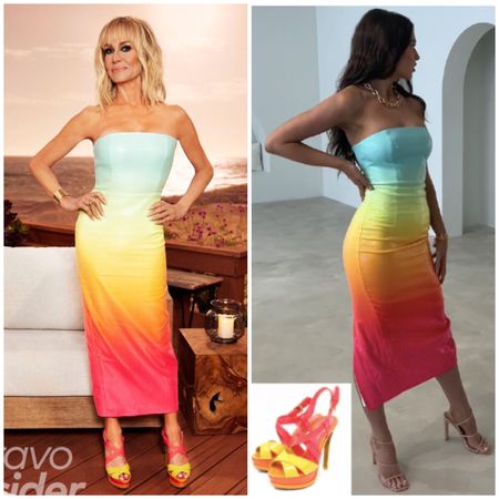Taylor Armstrong’s Rainbow Ombre Real Housewives of Orange County Season 17 Reunion Dress is $199 at  BeachSideBunny.com / Shoes and Style Stealers are linked 📸 + info = @bravotv