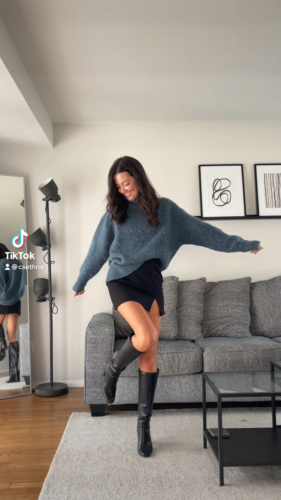 Black mini skirt outfits! 
First blue sweater is from Zara!
White graphic tee is from Princess Polly code XOCASSIE
Plaid blazer & grey sweater are old H&M


#LTKstyletip #LTKunder100 #LTKSeasonal