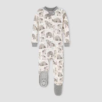 Burt's Bees Baby® Baby Organic Cotton Igloo/Polarbear Footed Pajama - Gray | Target