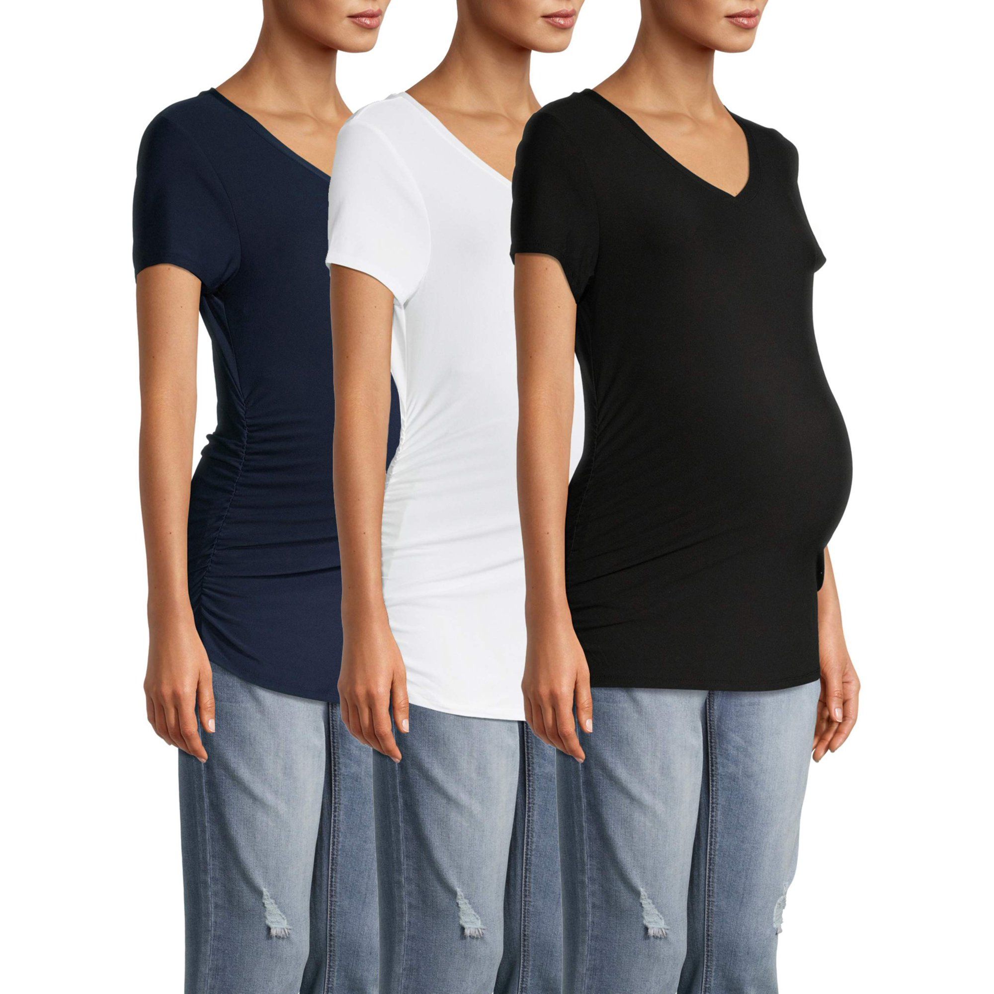 Maternity Time and Tru Short Sleeve T-Shirts, 3-Pack (Available in Multiple Colors) | Walmart (US)