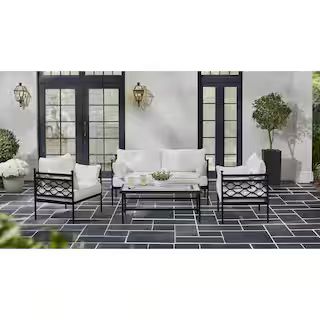 Home Decorators Collection Wakefield 4-Piece Reinforced Aluminum Outdoor Conversation Set with Cu... | The Home Depot