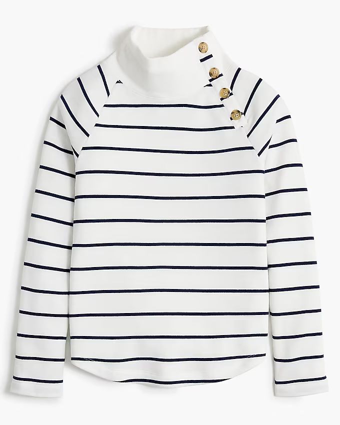 Striped wide button-collar pullover sweatshirt | J.Crew Factory