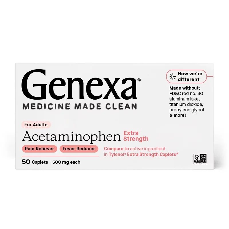 Genexa Extra Strength Acetaminophen Pain Relief & Fever Reducer Caplets, 500 mg, 50 Ct | Walmart (US)