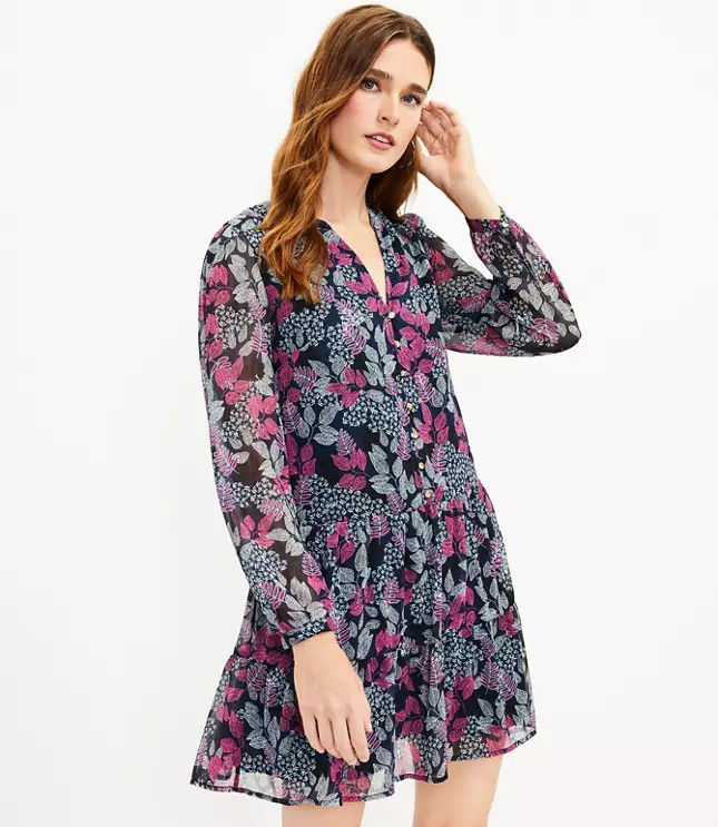 Leafed Flounce Shirtdress | LOFT