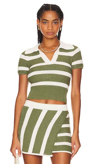 Drea Striped Knit Top in Green & Ivory | Revolve Clothing (Global)