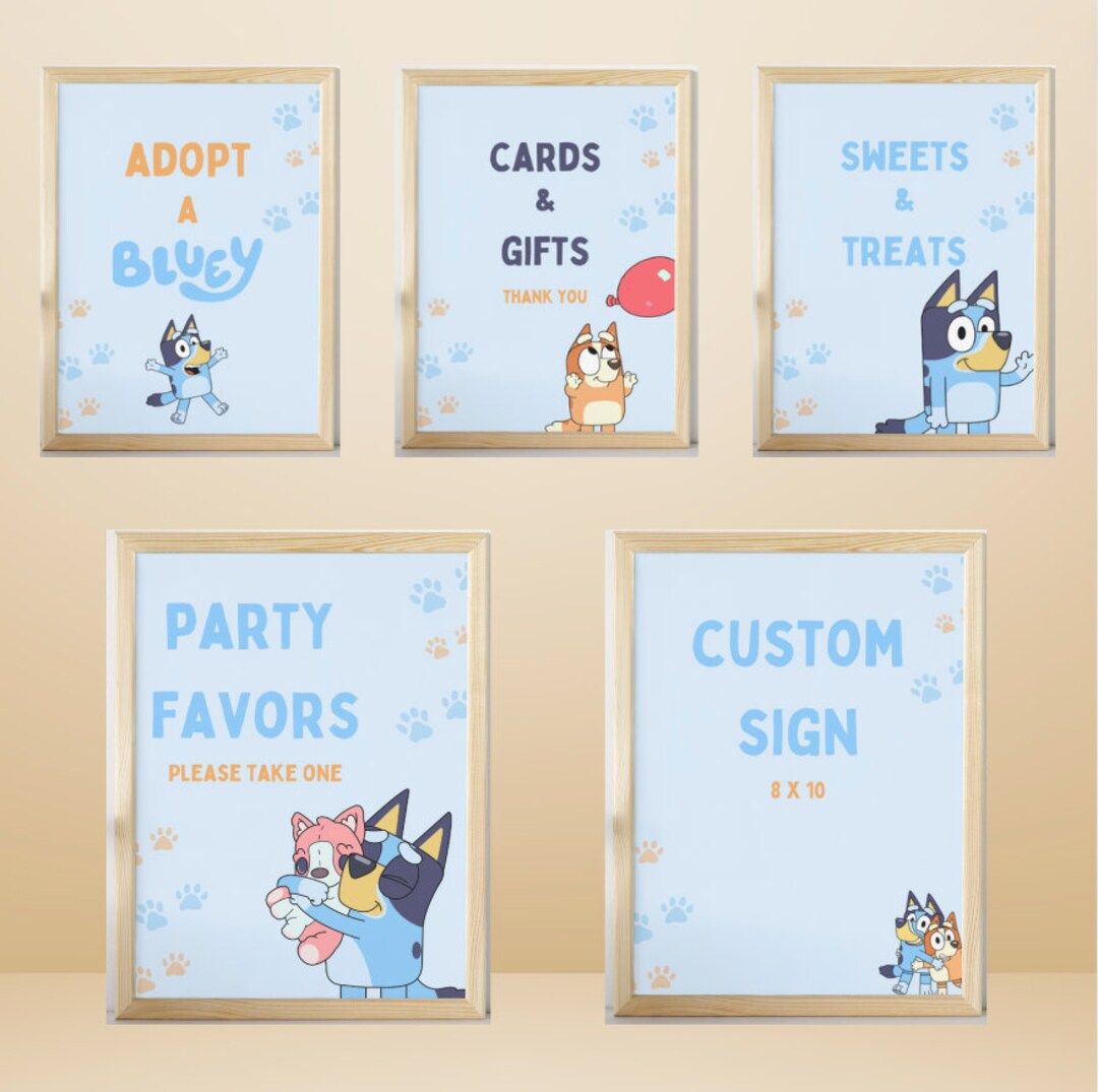 Editable Blue Dog Birthday Signs Bundle, Canva Template - Etsy | Etsy (US)