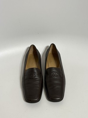 Vtg Chanel Brown Leather CC Logo Loafers 39 | eBay UK