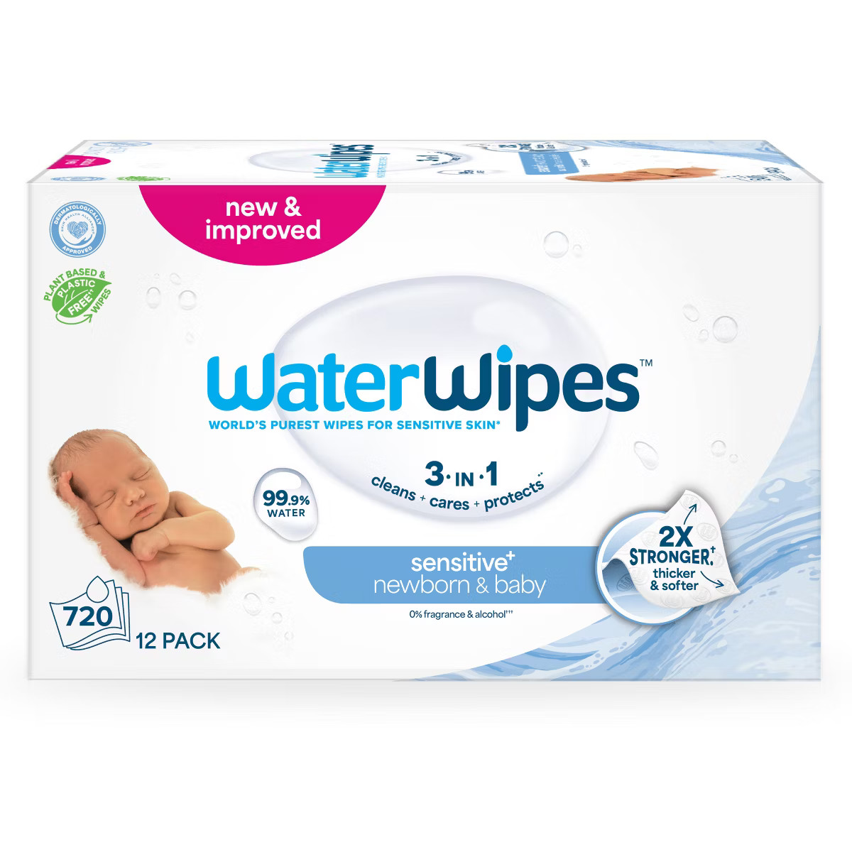WaterWipes Sensitive+ Newborn & Baby Wipes, 3-In-1 Cleans, Cares, Protects, 99.9% Water, Unscente... | Target