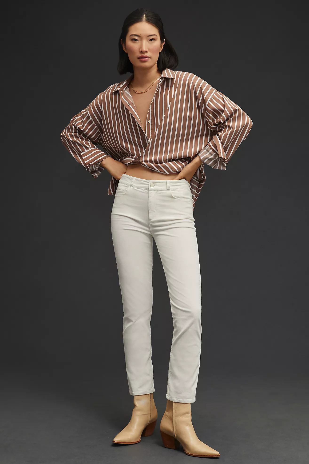 Paige Cindy Mid-Rise Slim Straight Corduroy Jeans | Anthropologie (US)