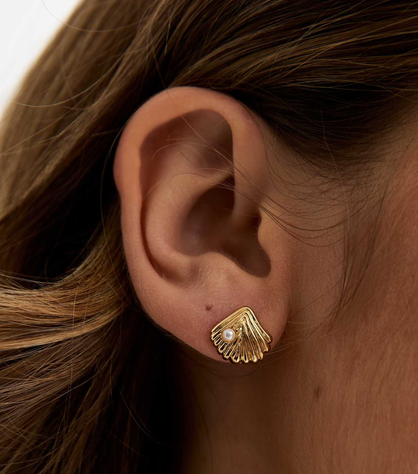 18ct Gold Plated Small Shell Stud Earrings | New Look | New Look (UK)
