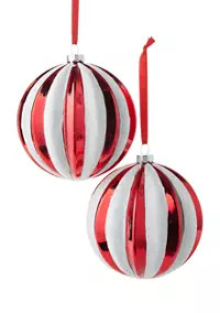 Joyland Red and White Stripe Ball Ornaments | Belk
