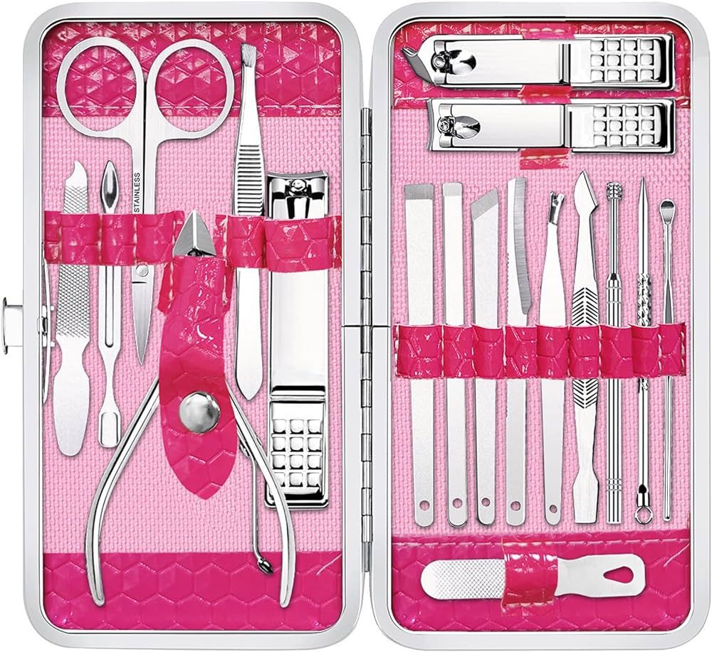 Gift for Women/Men,Nail Care kit Manicure Grooming Set with Travel Case - Yougai 18 Piece Stainle... | Amazon (US)