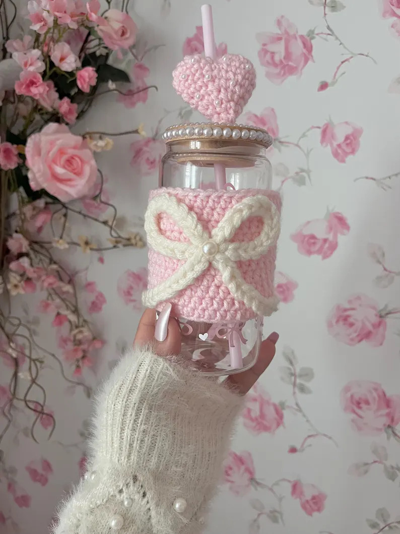 Coquette Bow Cozie - Etsy | Etsy (US)