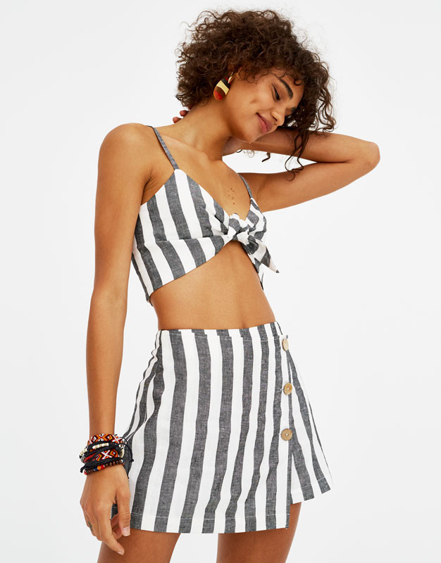 Jupe-culotte à rayures style rustique | Pull & Bear FR