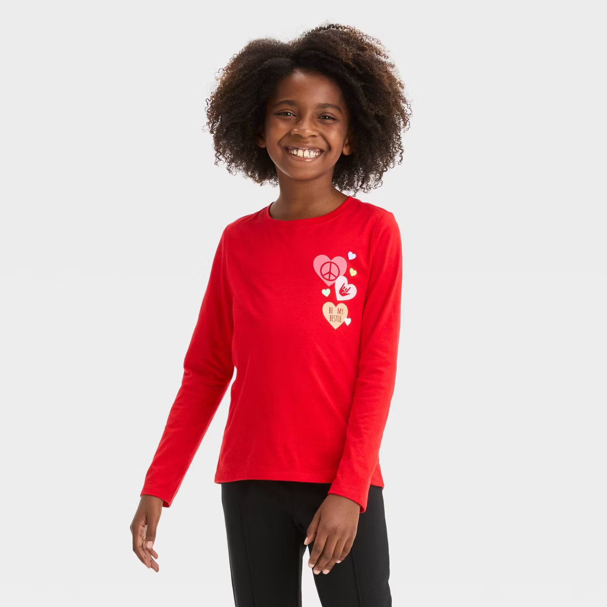 Girls' Long Sleeve Valentine's Day Heart Graphic T-Shirt - Cat & Jack™ | Target