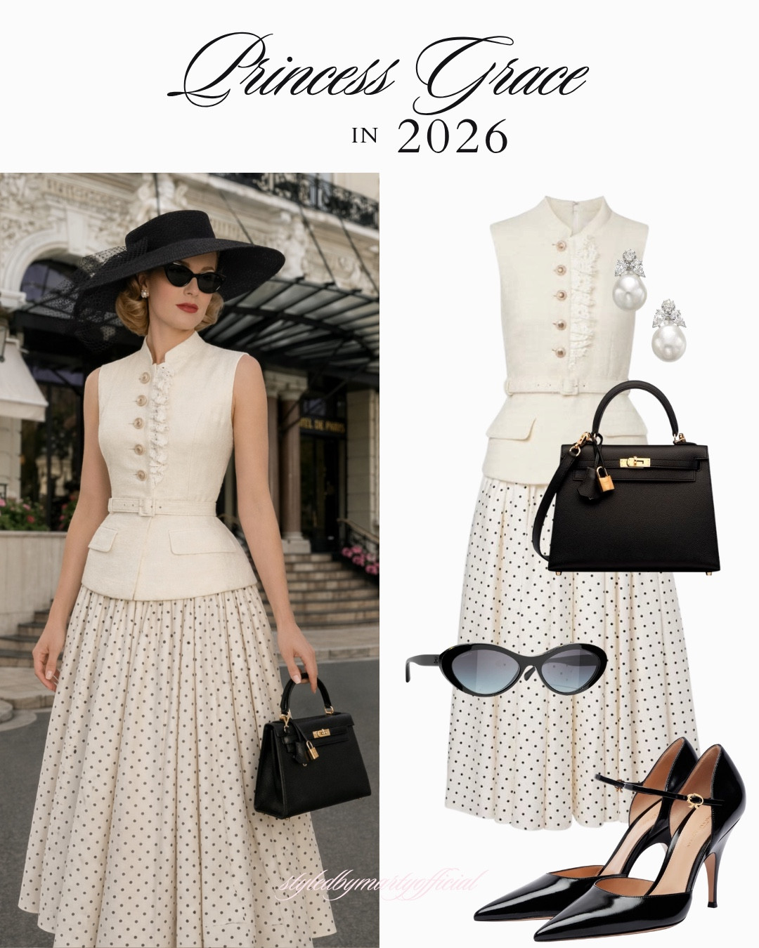 Grace Kelly but make it 2026👑✨
Timeless elegance, reimagined for today...

Feminine style, feminine outfit, elegant outfit, elegant dress, spring dress, spring outfit, occasion dress, occasion wear, spring wedding guest, gown dress, luxury fashion, polka dot dress, romantic style, romantic dress, lace outfit, lace set, pastel fashion, old money aesthetic, vintage style, 50s style, midi dress, pumps 

#LTKSeasonal #LTKootd #LTKWedding