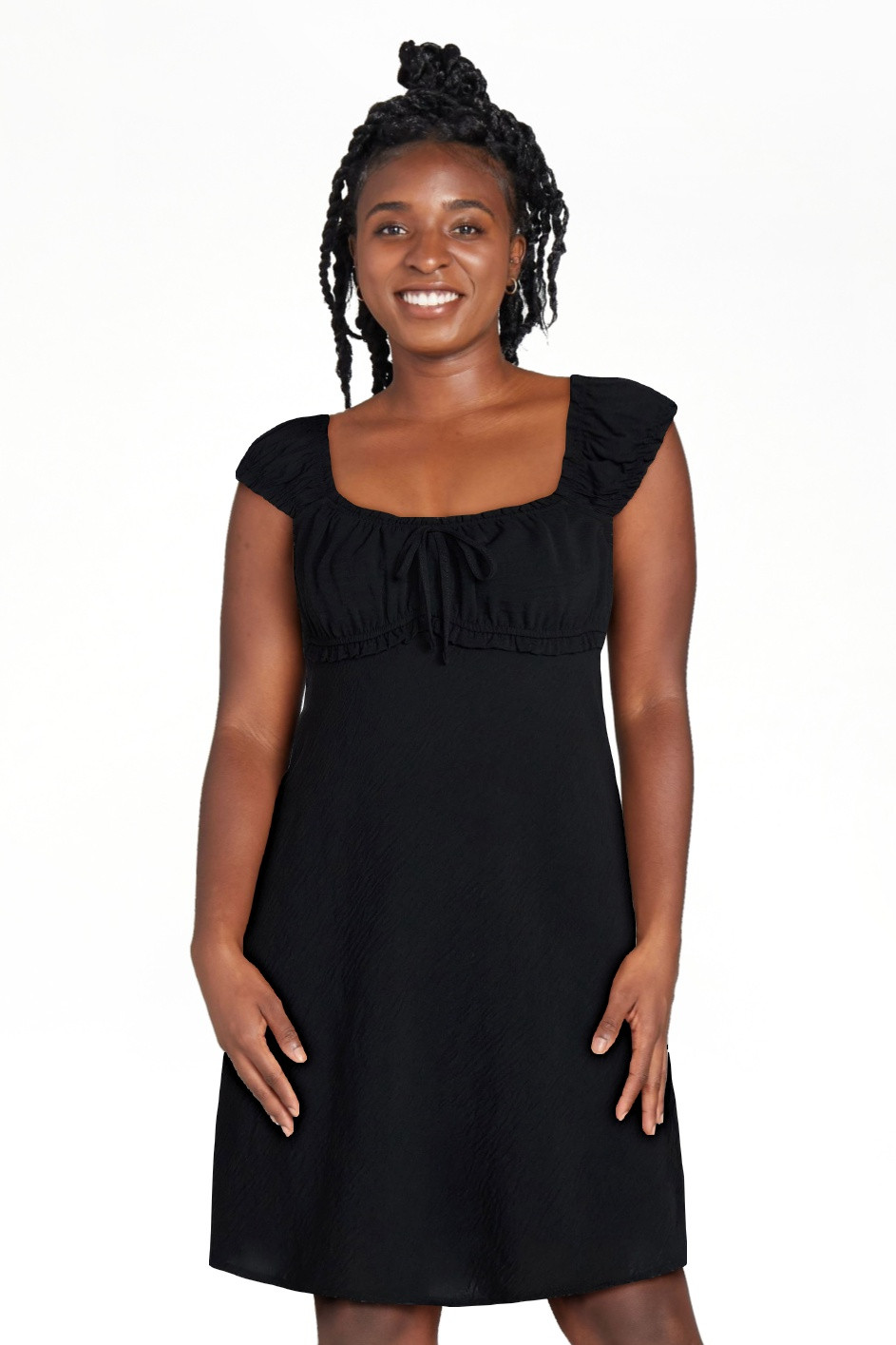 No Boundaries Fit and Flare Mini Dress with Short Sleeves, Women's XXS-XXL | Walmart (US)