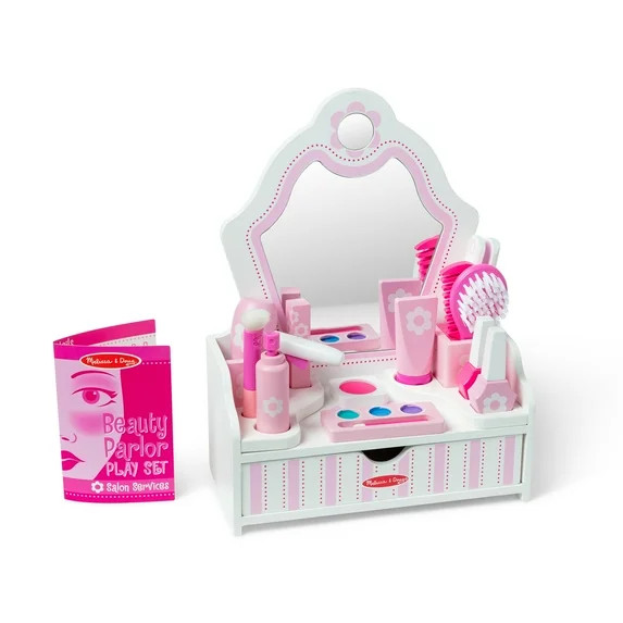 Melissa & Doug Wooden Beauty Salon Play Set with Vanity, 18 Pieces, Toddler Toy Ages 3+ | Walmart (US)