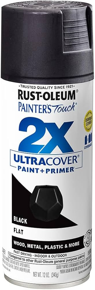 Rust-Oleum 334020 Painter's Touch 2X Ultra Cover Spray Paint, 12 oz, Flat Black | Amazon (US)