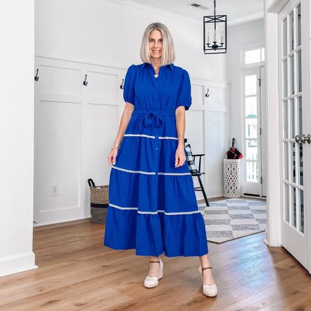 ⭐️ Amazon tiered shirt dress 
Comes in other colors 
Perfect Easter dress! 
Fits true to size 
Loft espadrilles 
Wedge sandals 
Easter outfit idea 
Church outfit idea 


#LTKfindsunder100 #LTKfindsunder50 #LTKsalealert