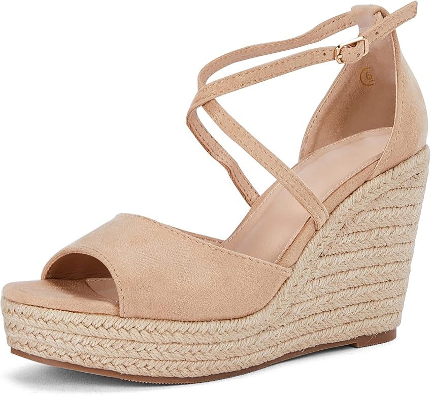 VETASTE Womens Espadrille Wedge Sandals Platform Open Toe Mules Heels Shoes | Amazon (US)
