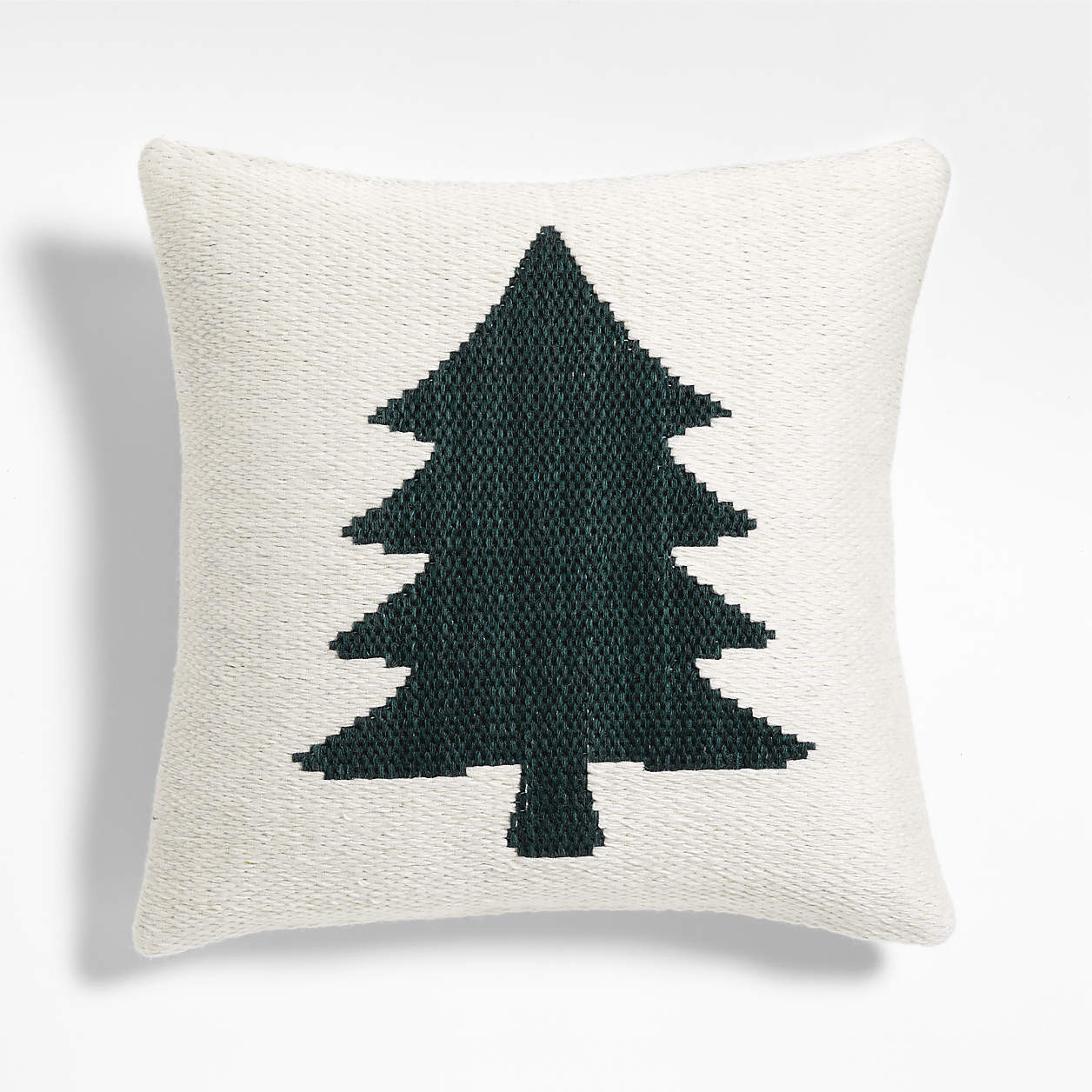 Tree Kilim 20"x20" Spruce Green and Arctic Ivory Throw Pillow Cover + Reviews | Crate & Barrel | Crate & Barrel