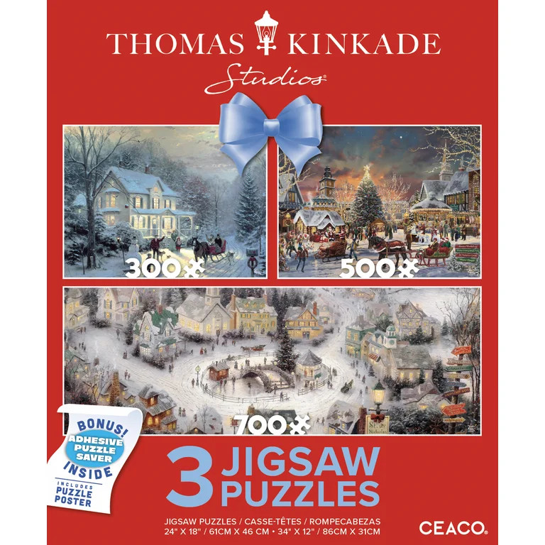Ceaco Thomas Kinkade Holiday Three Interlocking Jigsaw Puzzles - Walmart.com | Walmart (US)