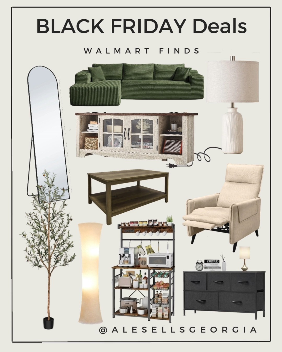 Walmart Black Friday Home
Don't miss these Walmart Black Friday Deals on home furniture and decor! Shop a Green Sofa, Floor Mirror, Recliner, Media Console, Coffee Bar, and more.

#WalmartDeals #BlackFridayFurniture #HomeSale 

 #LTKCyberWeek #LTKHome #LTKSaleAlert