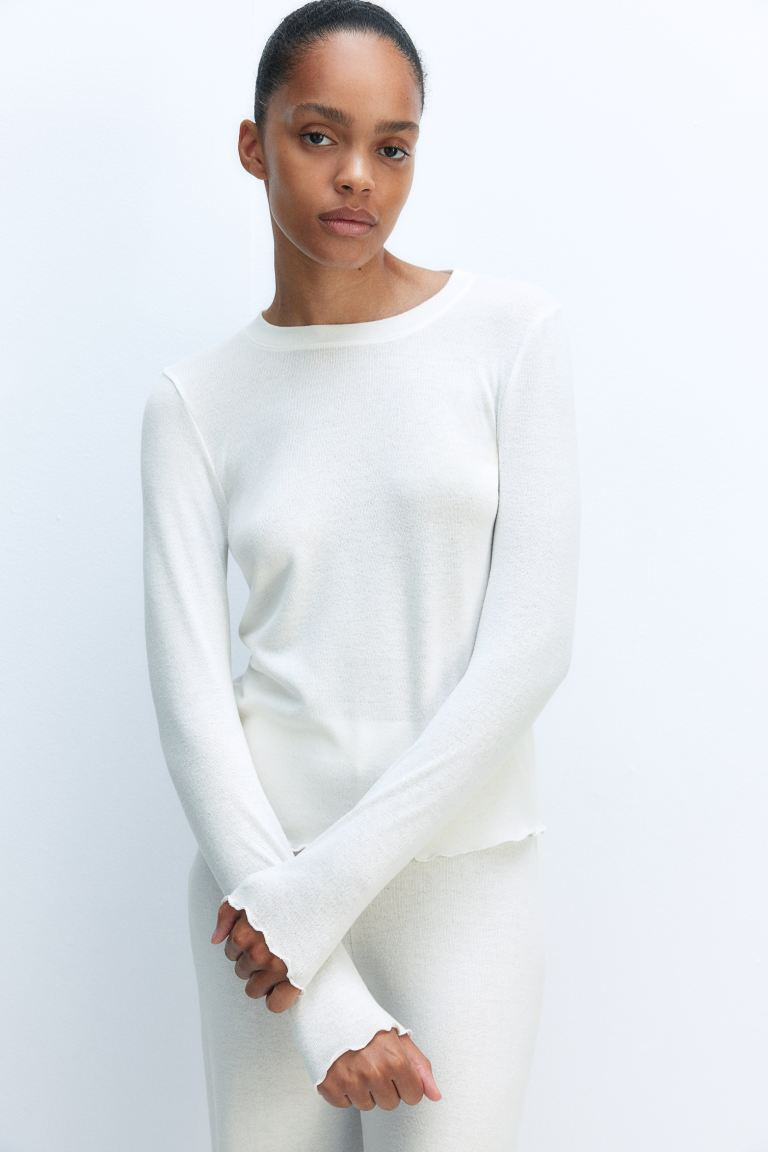 Pyjama Top & Pants Set - Cream - Ladies | H&M AU | H&M (AU)