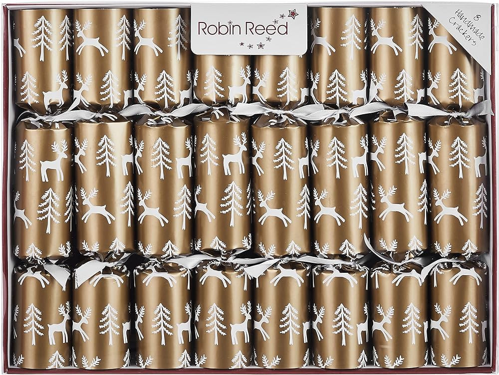 Robin Reed Handmade English Festive Party Decorations - 8 x 10 inch - Golden Reindeer | Amazon (US)