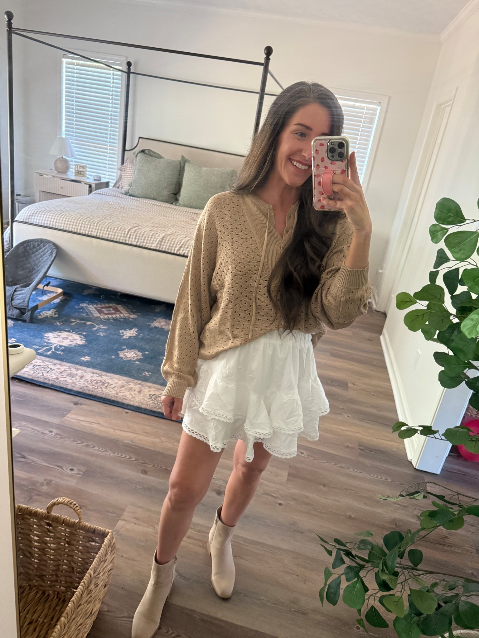 Such a cute fall date night outfit! 🍁🤎🥰 
STATS: 5’5, 135lbs 
SIZING: Everything is TTS - I’m wearing mediums in everything!
Sweater in color “khaki” & the tank top in color “taffy” - and it’s the perfect color layered under this sweater! 

#LTKFindsUnder50 #LTKFallSale #LTKSaleAlert