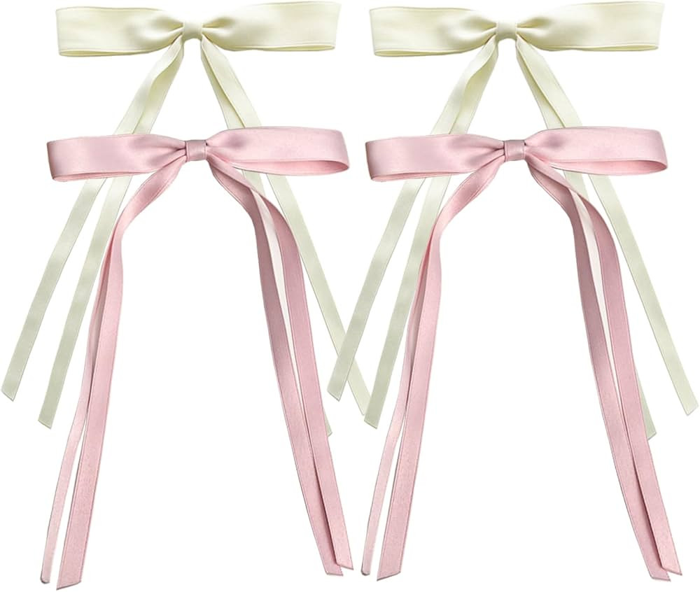 SALOCY Hair Ribbon for Women Girls,4 PCS Hair Ribbons Hair Bows Clips With Long Tail,Big Ribbon B... | Amazon (US)