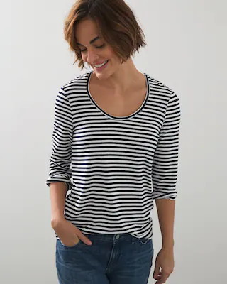 Stripe 3/4 Sleeve Tee | Chico's